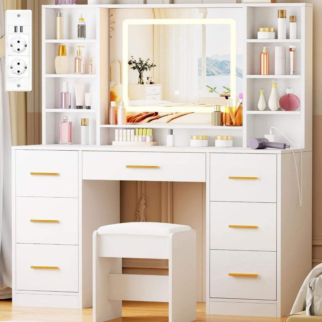 Design versatile toelette in vetro regolabile illuminato