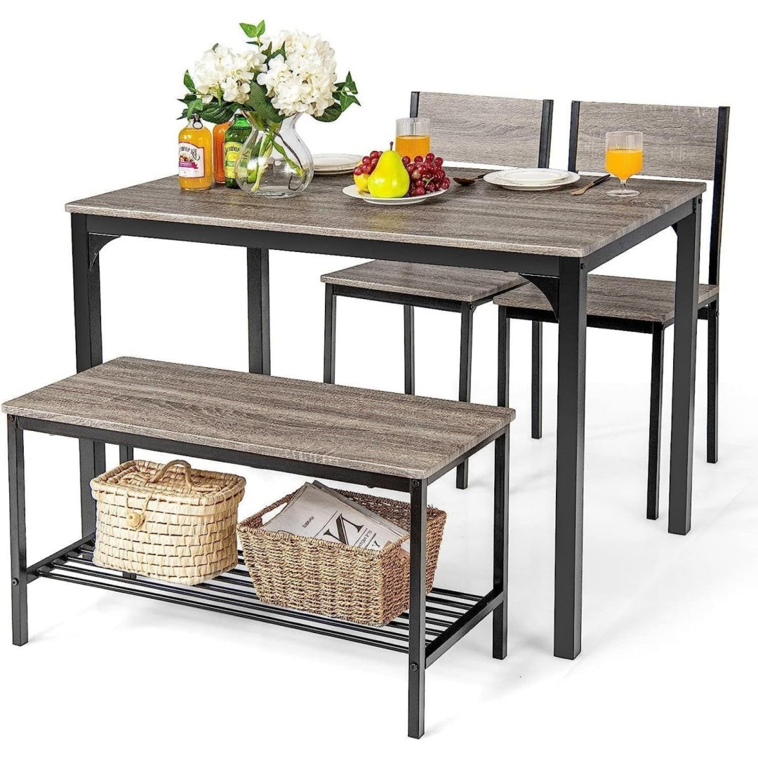 Design versatile set sala da pranzo in metallo antiscivolo grigio